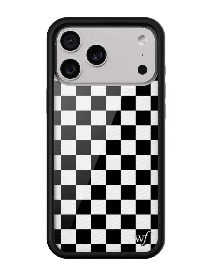 Black Checkers | Limited Edition Trendy iPhone Case | Raised Protective Black Bumper | Women Owned Small Business | Black and White Checkered Pattern Aesthetic Design | Safety Casing Protective | Gift for Her