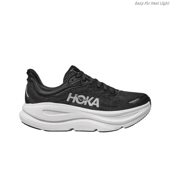 Brand New Original Box Unisex Black White Mesh Running Shoes Ultra Thick Wave Foam Cushion Non Slip Breathable Walking Gym Athletic Sneakers US Sizes 5-12