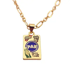 Necklace with Gold 14K Gold-Plated Venezuelan Pendant – 18 inch Chain, Handmade, Jewelry Pendant and 18-Inch Adjustable Chain, Perfect Gift. Chain Pendant, Gift for Venezuelans, Emotional Charm - Cadena con dije para regalo, recuerdos de venezuela Pan Flo