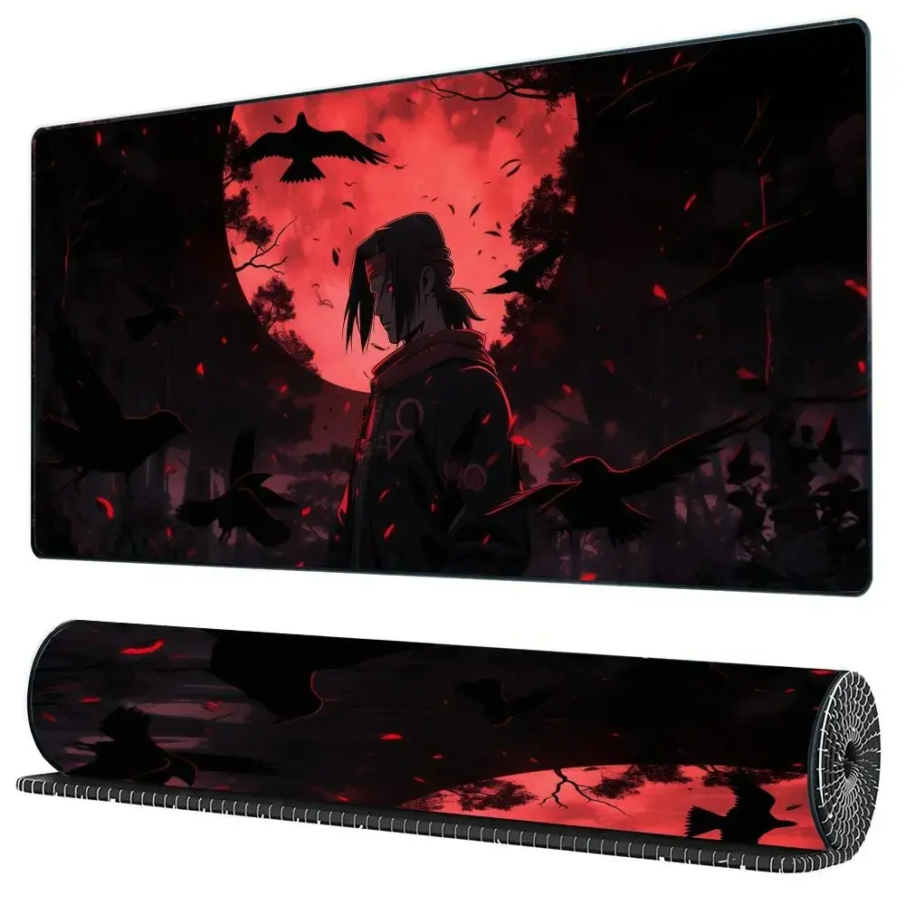 1-Piece XXL Oversized Gaming Mouse Pad, Anime Mousepad Naruto - Uchiha Itachi Character Theme Mouse Pad Rubber Anti-Slip Thickened 3mm Washable Mouse Pad Computer Office Decor Accessory Gamer Gift Suitable for Laptops, Desks