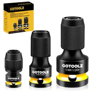 3-Piece Impact to 1/4 Hex Converter，1/2 3/8 1/4 Inch Drive Female to 1/4 Inch Hex Adapter, Impact Bit Holders, Quick Release Bit Holder Socket Adapters for Rapid Attach and Release