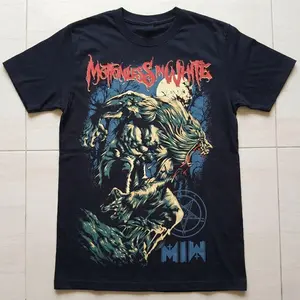 Motionless In White Wolf T-shirt, graphic T-shirt, Short Sleeve Crew Neck T-Shirt, Pull On, Casual
