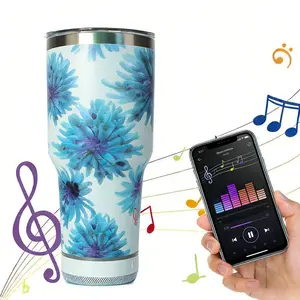 30 Oz Insulated Cup with Bluetooth-compatible Speaker, 900ML Hail Cup for Hot and Cold Drinks, Rechargeable Detachable Speaker Included, Stainless Steel Tumbler