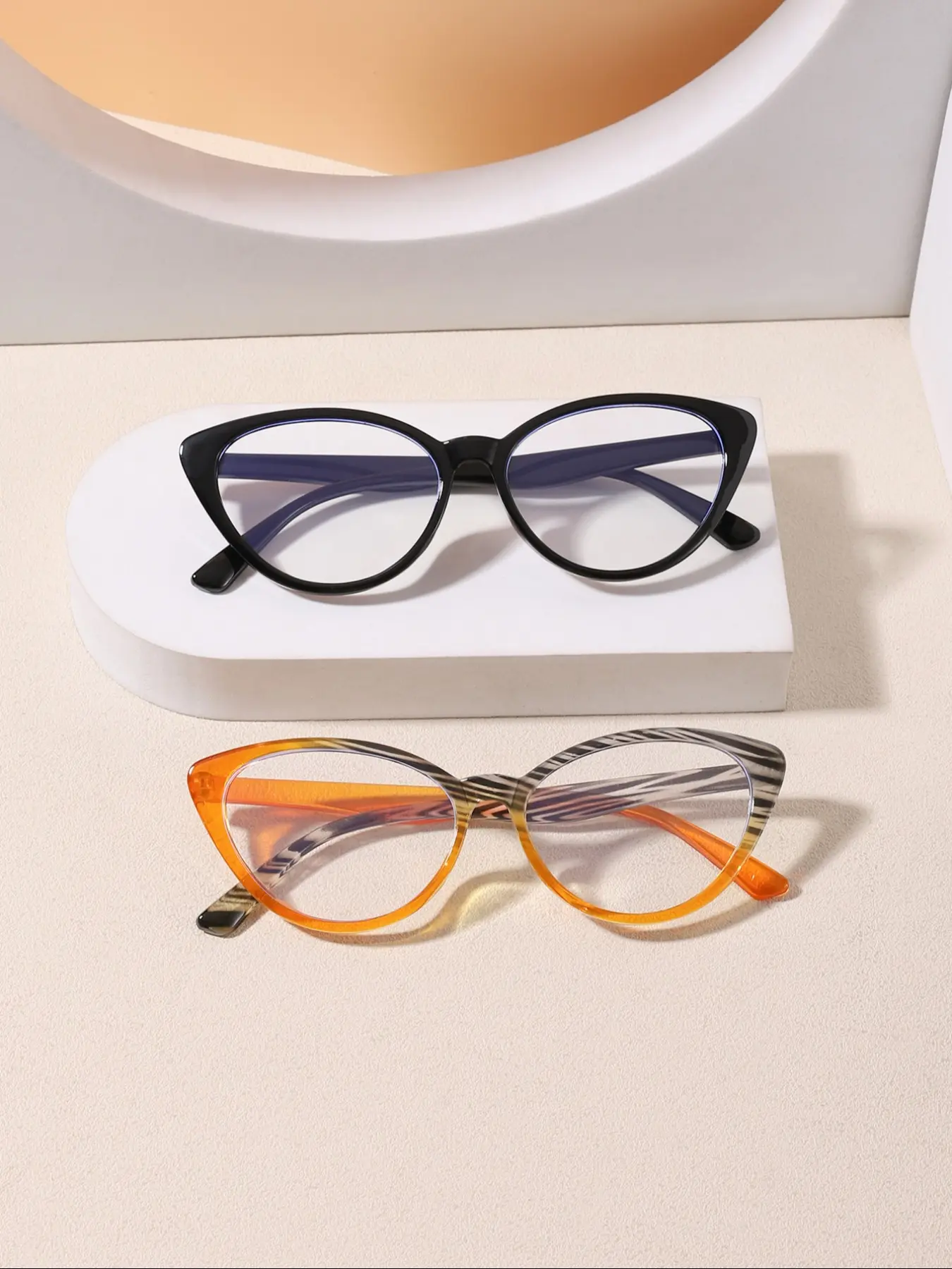 Women's Cat Eye Frame Glasses, Anti-Fatigue Lightweight Frames, Suitable for Computer Gaming and Home Office Use, 2 Pairs