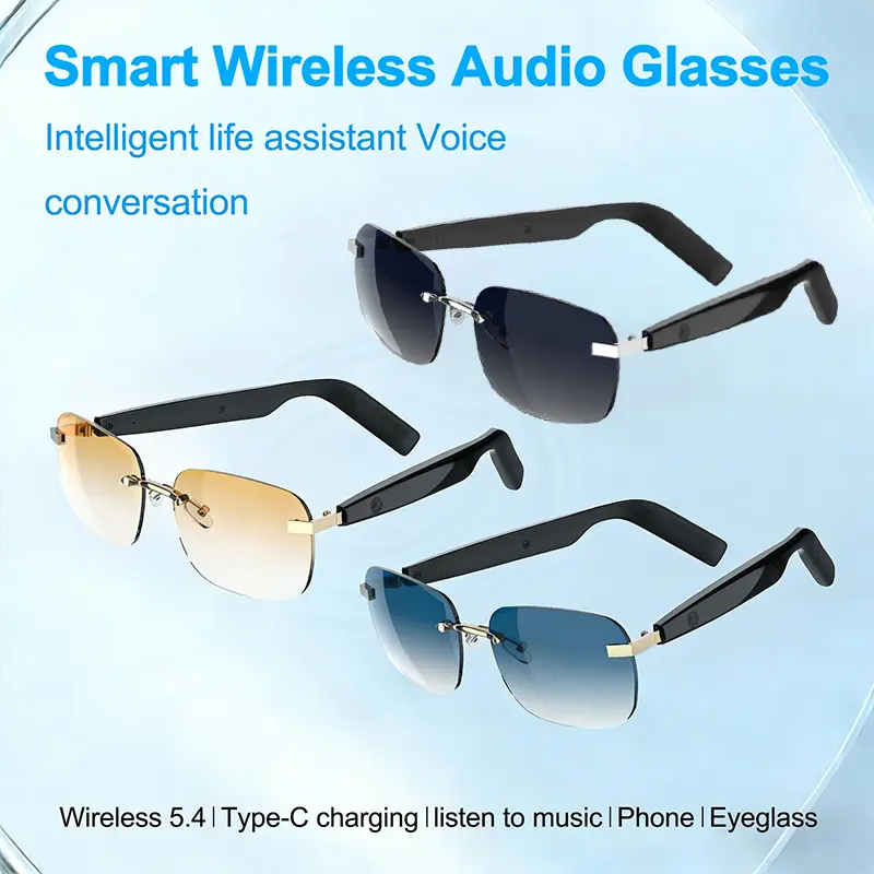 DVKIX Smart wireless audio glasses, UV-protective smart glasses, waterproof glasses, capable of making and receiving calls and playing music, suitable for both men and women, ideal for leisure, sports, and running. Bluetooth Adjustable