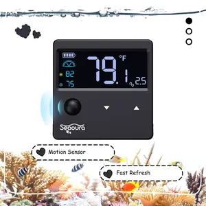 Seaoura Aquarium Thermometer Digital with Motion Sensor for Glass Tank Aquariums Temperature Gauge with Alarm Fishtank Thermometer Calibrated LCD Display Accurate to ±1℉ Suitable for Aquatic Betta