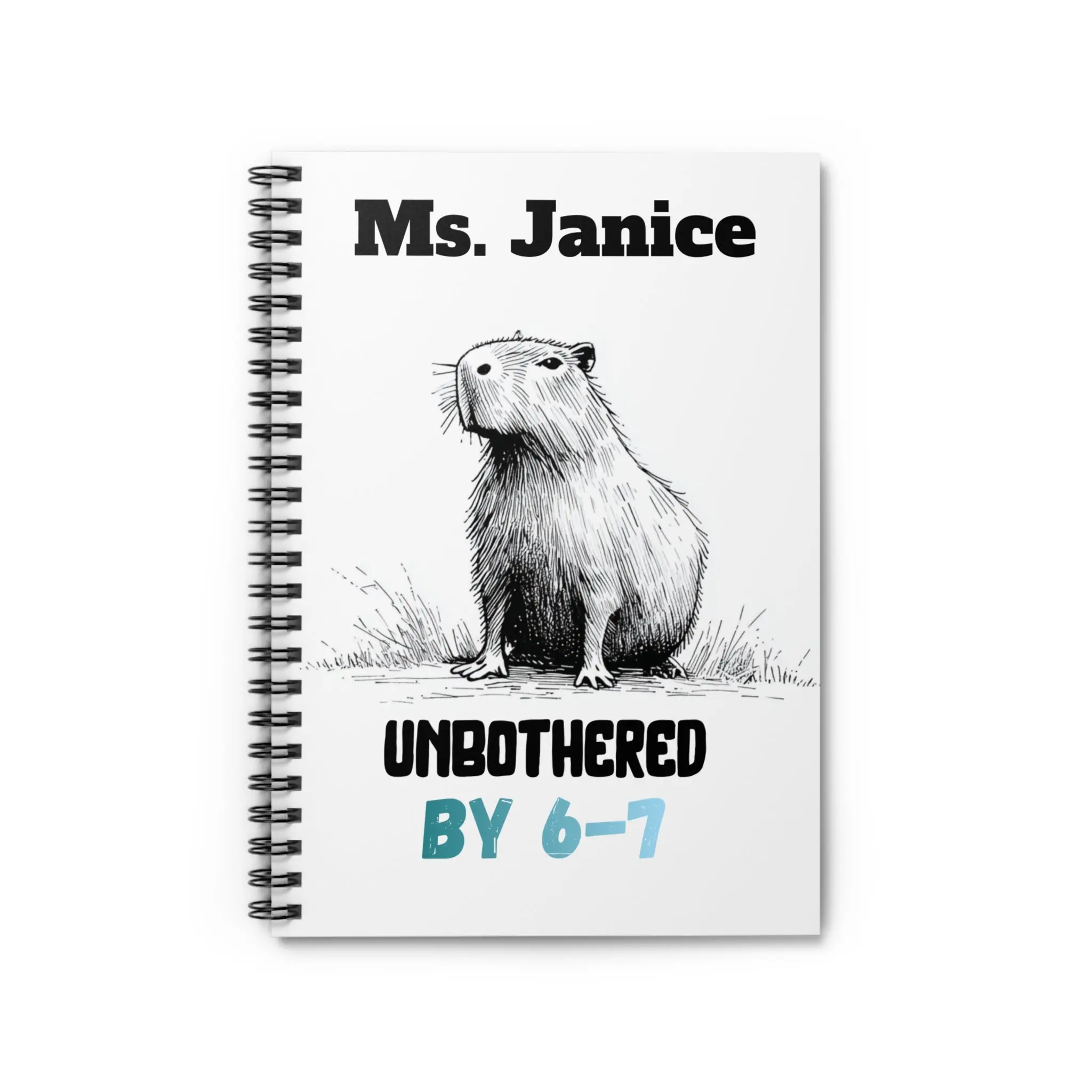 6–7 Meme Unbothered Capybara Notebook – Personalized Teacher Gift