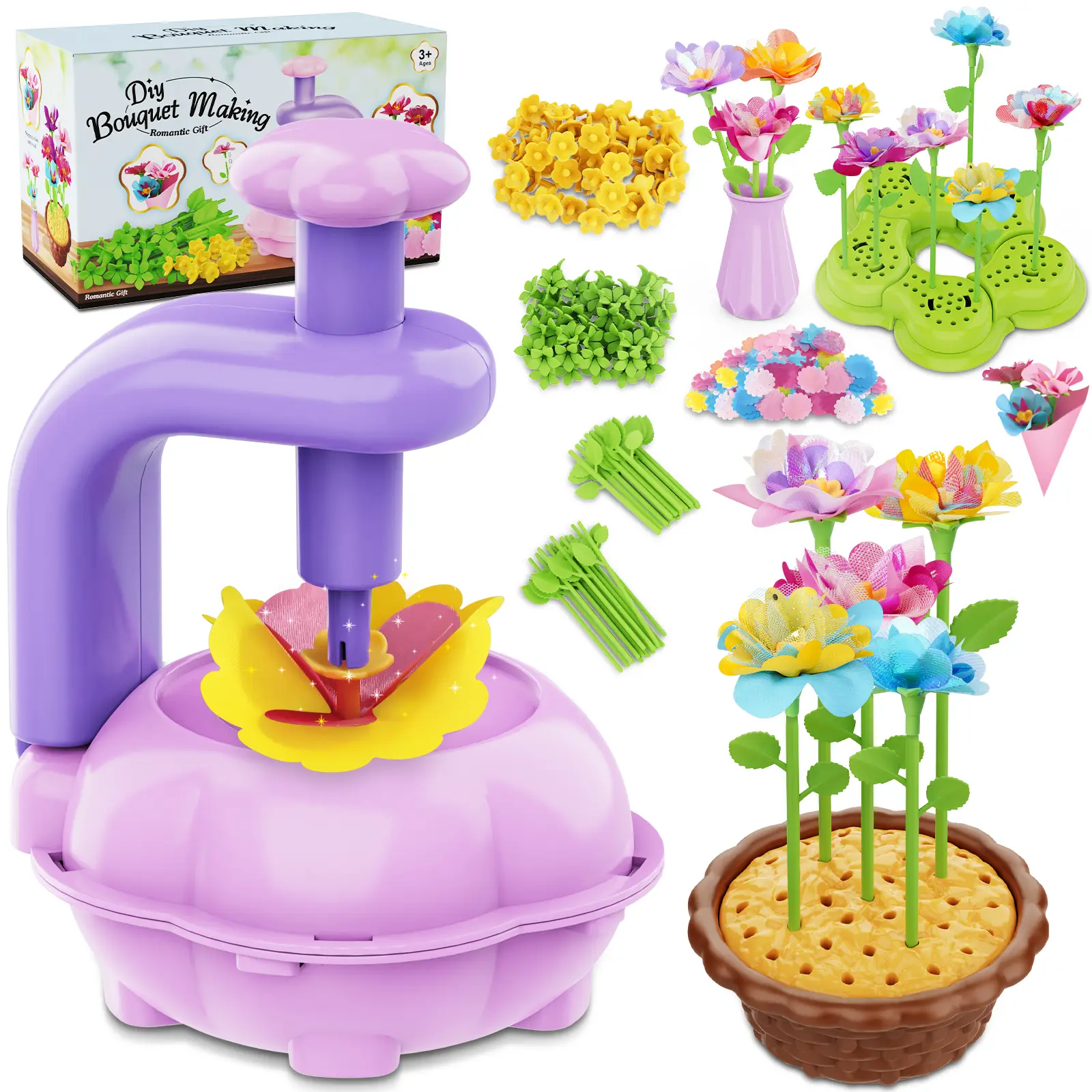 Fabric Flower Bouquets Toys - Creative DIY Crafts for Girls Ages 4-12, Unique Floral Market Toy, Inspiring Arts & Crafts Educational Set, Perfect for