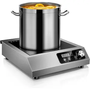 Commercial Induction Cooktop,1800W Induction Burner with sensor touch, knob and LCD screen,ETL-Certified Single Electric Burner,Ten level precise temperature control,Large 8" Heating Coil IHA800BU181A Durable