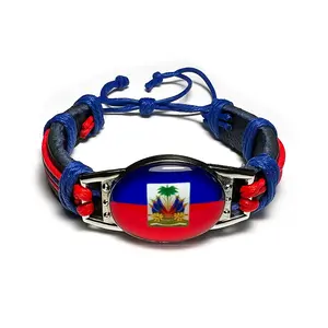Flag Adjustable Bracelet – Leather Wristband with National Emblem