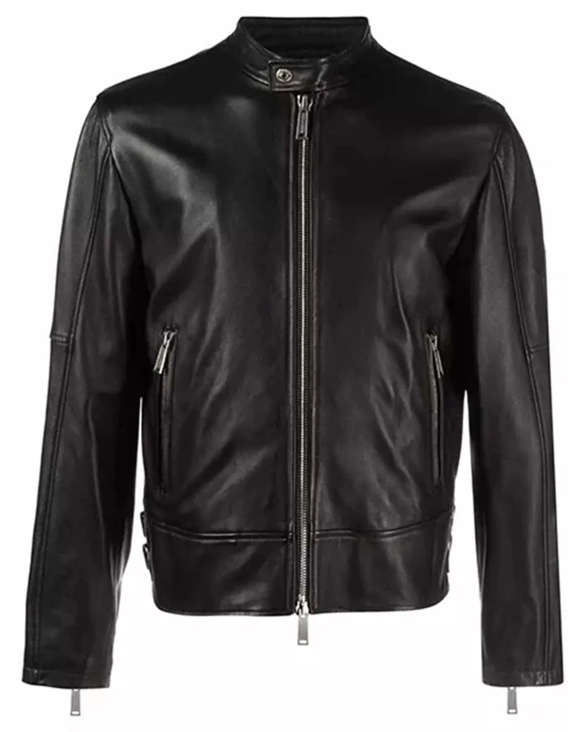 MotorCycleJackets Mens Black Leather Racer Jacket