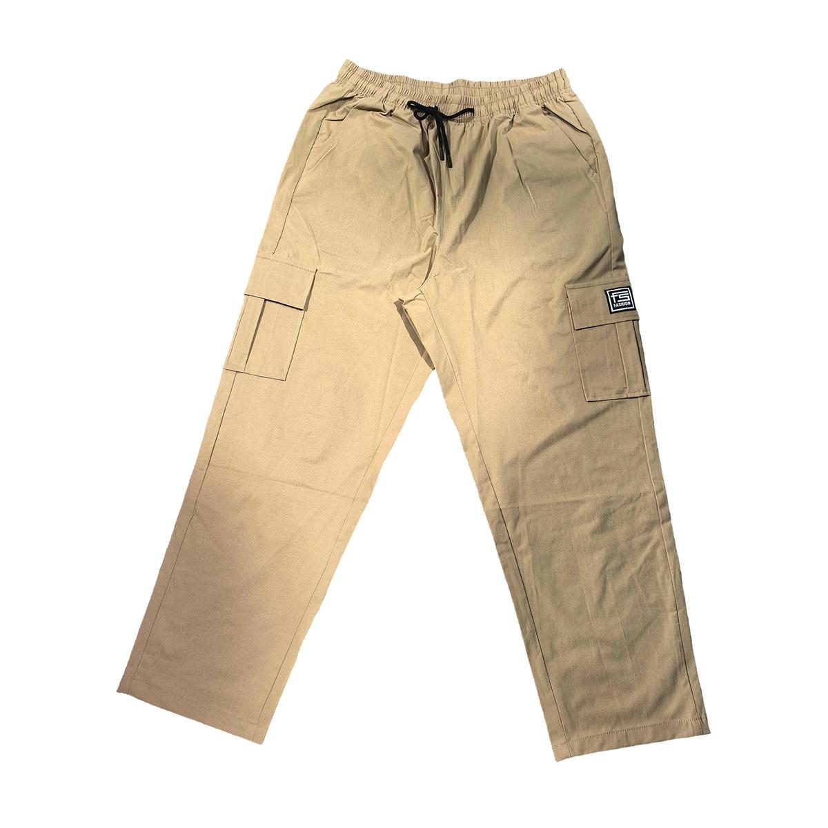 TOOTD Premium Menswear Clothing - Men's Loose-Fit Polyester Cargo Pants, Ankle Length, Workwear, Minimalist Design, Comfortable Easy-Care, Slight Stretch, Stylish Plain Label Casual Trousers