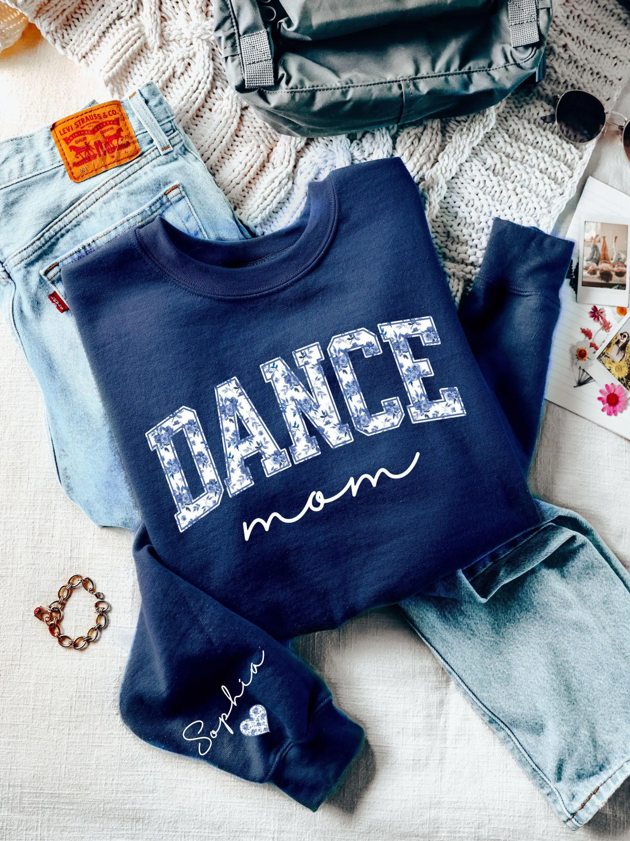 Personalized Name Dance Sweatshirt, Custom Ballerina Sweater, Floral Dance Sweatshirt ,Dance Teacher Gift,Dance Mom Crewneck,Gift For Dancer