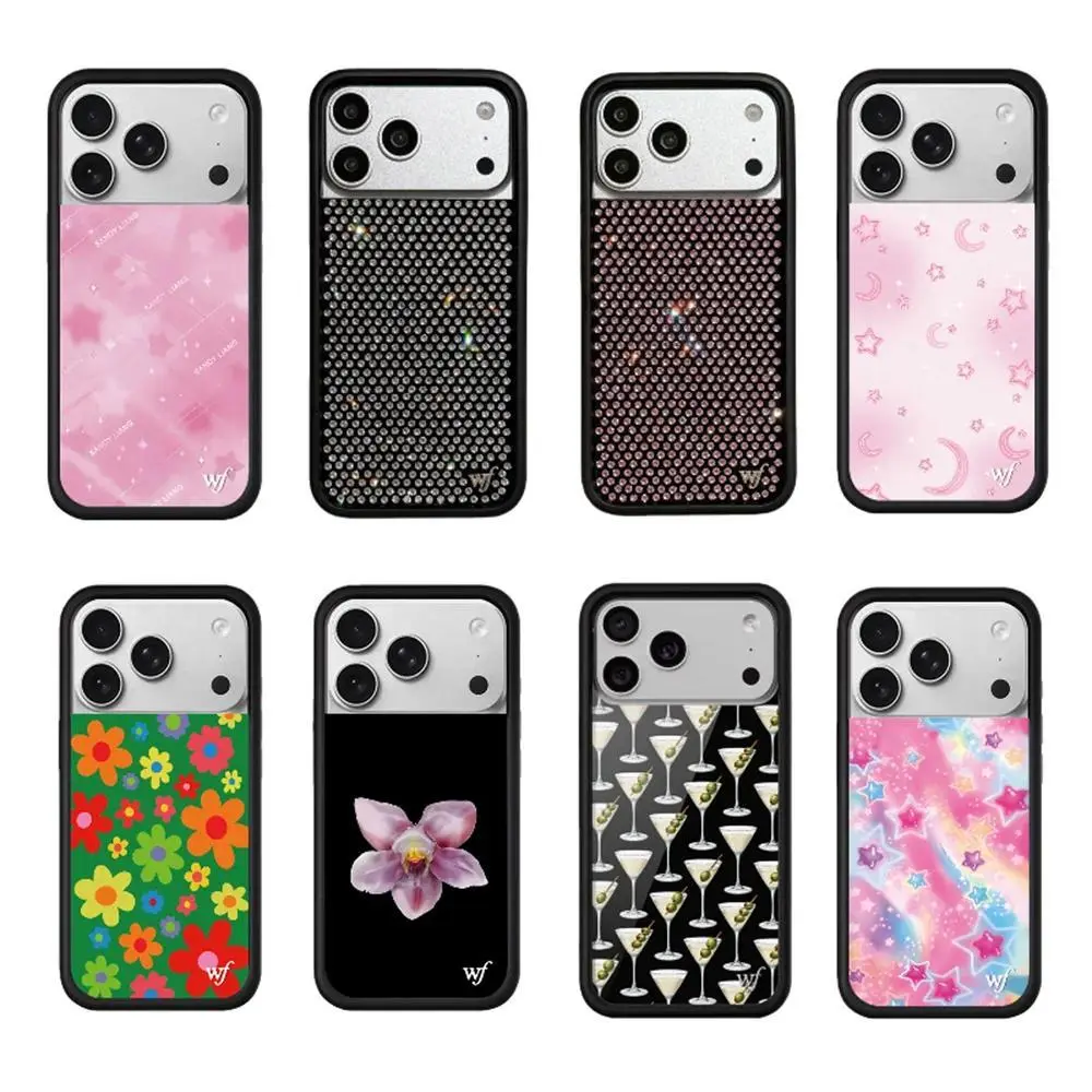 Wildflower 3D Cute Cherry Cartoon Cat Artistic Tough Phone Case, Flash Diamond Orchid Design, for iPhone 12/13/14/15/16 Plus/17 Pro Max, Smartphone Cellphone Handheld Devices Accessories