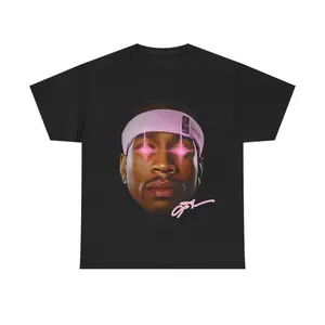 Retro Pink Allen Iverson T-shirt, 100% cotton. Unisex crewneck, short sleeves, 90s basketball streetwear.
