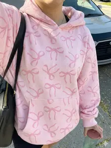 Women's Bow Hoodie Sweatshirt, Fashionable Casual Fitted Long Sleeve, Comfortable Loose Style for All Seasons