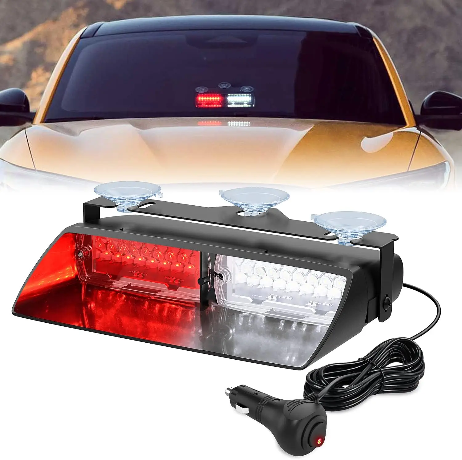 Nilight Windshield Strobe LED Bar Lights Kit - Super Bright Flashing Work Lights with Suction Cups for Vehicles, Trucks, Strobe Light Module, Lights For Vehicles