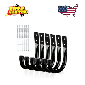 Metal Wall Hooks for Hanging Heavy Duty, 6Pcs Garage Organization and Storage Hook