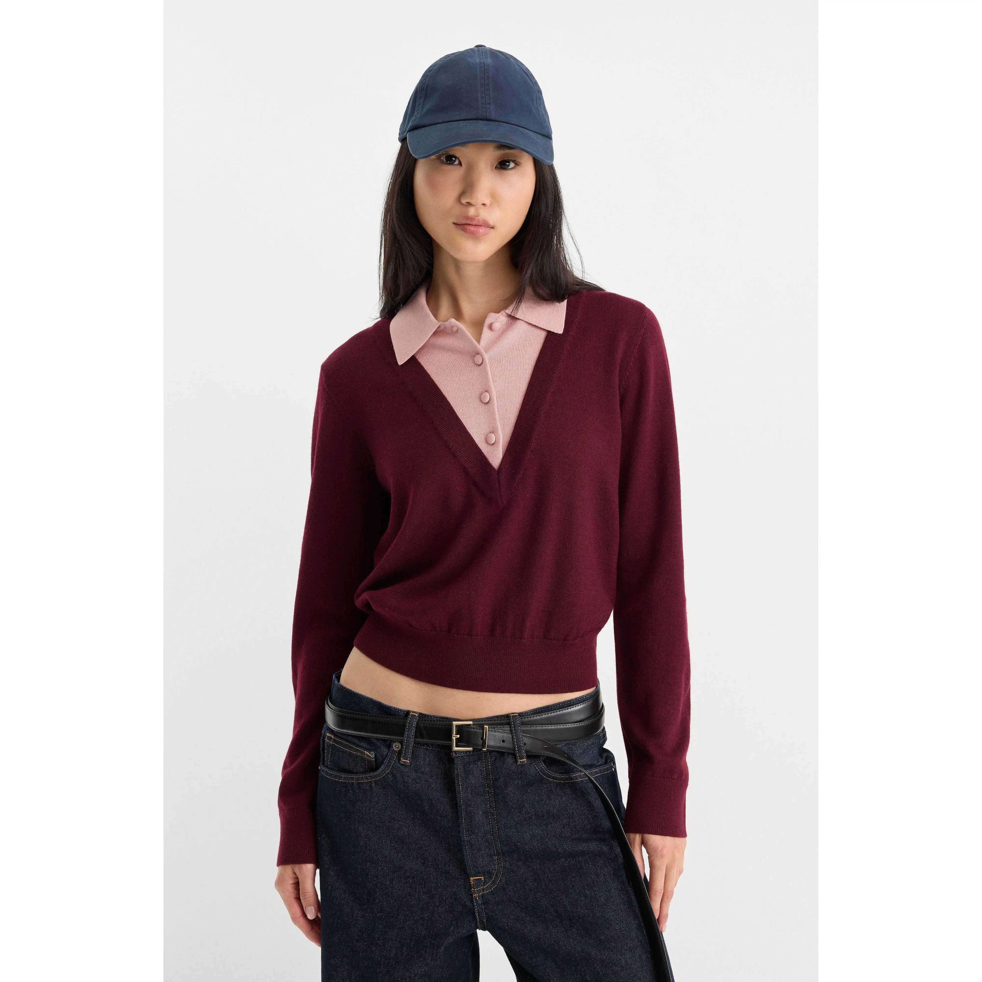 THE TWO IN ONE SWEATER | BERRY NOIR WITH BLUSH