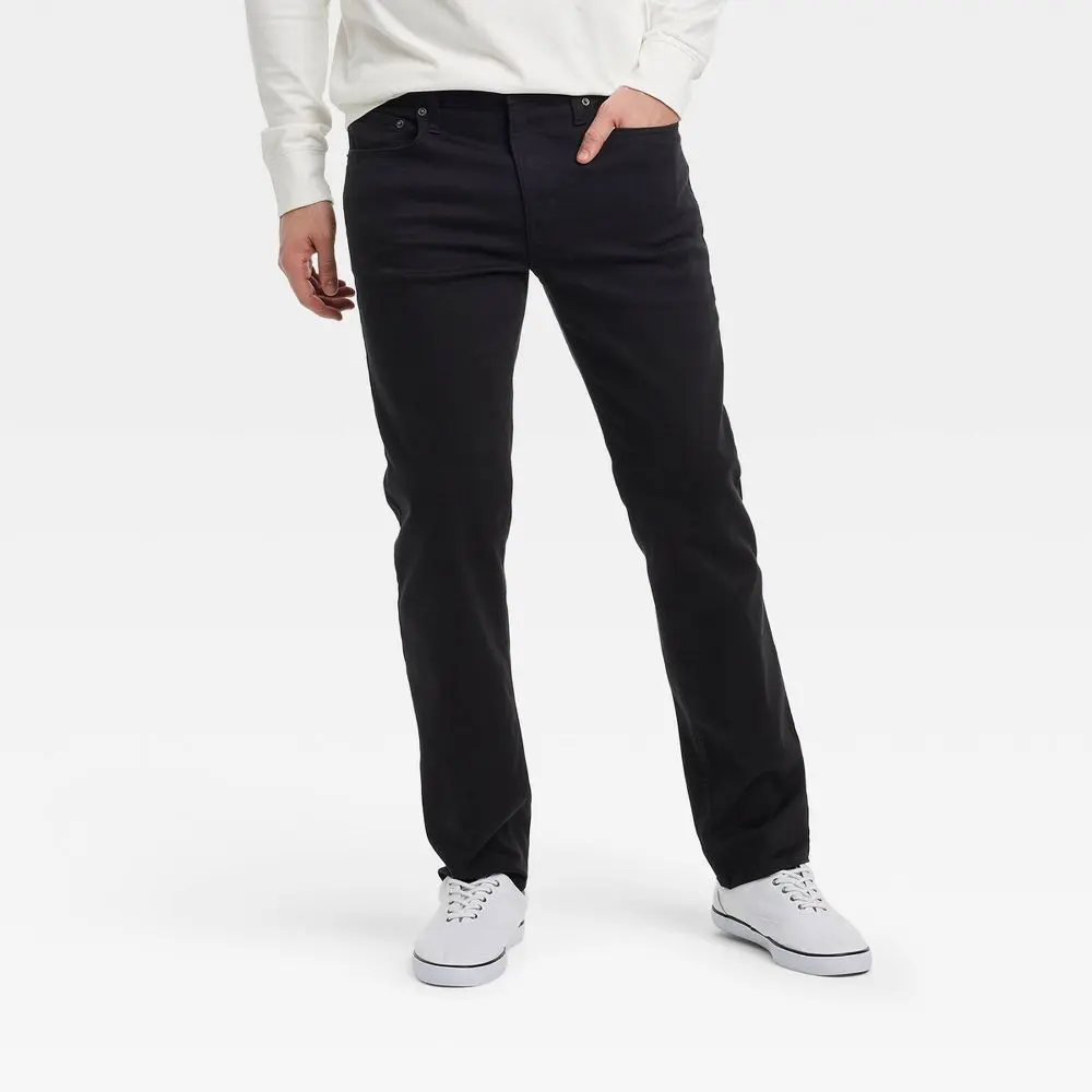 Men's Slim Straight Fit Jeans - Goodfellow & Co Black 32x34: Lightweight Denim Mid Rise Stretch Fabric
