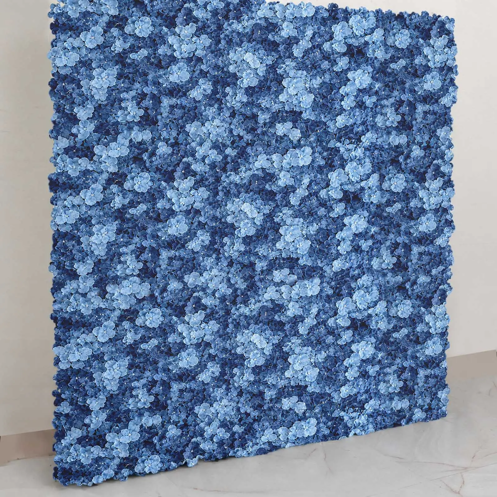 11 Sq ft. Dusty Blue UV Protected Hydrangea Flower Wall Mat Backdrop - 4 Artificial Panels