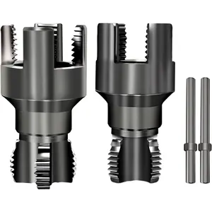 2 count Integrated Internal & External Pipe Threading Tool - 1/2" & 3/4", Upgraded Dual-Function Pipe Thread  Tool, Electric Drill Compatible Pvc & Plastic Pipe Threader Kit
