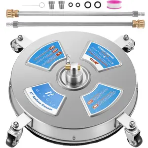 M MINGLE 17'' Pressure Washer Surface Cleaner, Driveway Pressure Washer Attachments with 2 Power Washer Replacement Wands and Nozzles, 1/4" Quick Connect, 4000 PSI