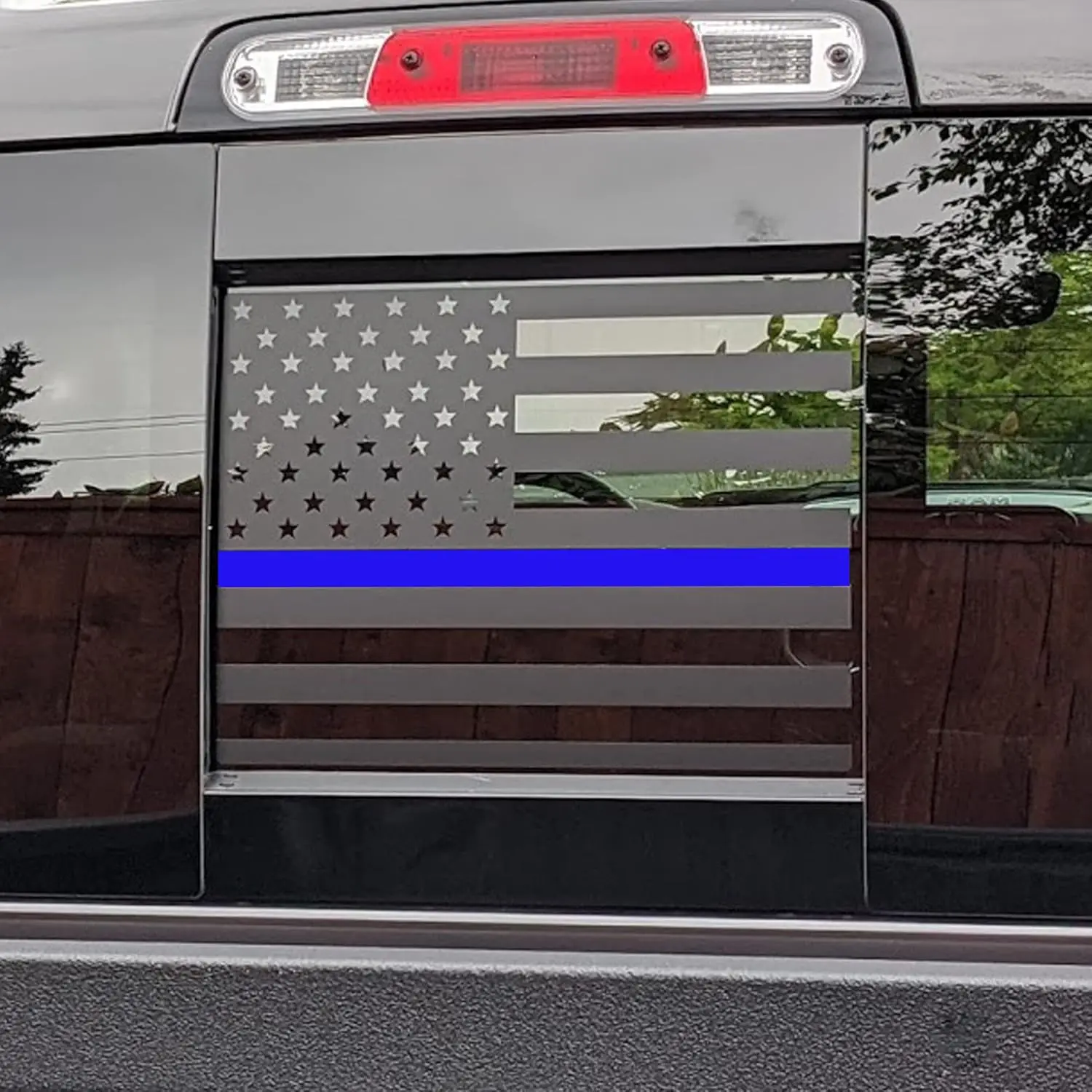 Rear Middle Window Decal Compatible with RAM 1500 2500 3500 2009-2023 2024, Thin Blue Line  Sliding Window Sticker