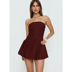 Evrae Strapless Playsuit Brown