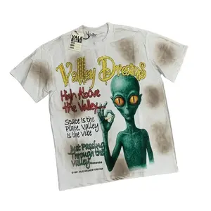 Vintage VALLEY Hot Drill Rhinestone Letter T-Shirt, Short Sleeve 100% Cotton Oversized Tee, Men's Streetwear Bling Graphic Summer Outfit, pump covers gym for Father's Day