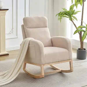 GARVEE Poltrona a dondolo, moderna sedia a dondolo con tasca laterale, seduta imbottita con schienale alto, poltrona supplementare per soggiorno, camera dei bambini, camera da letto