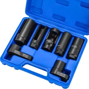 7PCS Oxygen Sensor & Oil Pressure Sending Unit Socket Tool Kit Universal Oxygen Sensor Socket with 22mm (7/8''), 27mm, 29mm Sockets, 3/8'' & 1/2'' Drive Compatible