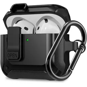 Rugged Case with Secure Lock Clip for AirPods 4th Gen with Keychain