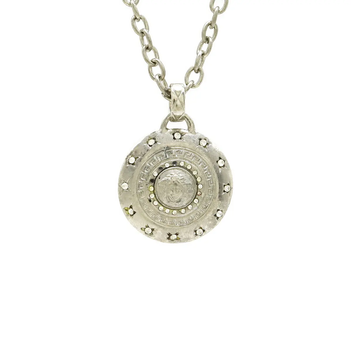 Pre-owned VERSACE Zinc Alloy Small Leather Goods Medusa Necklace