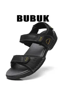 BUBUK Men's Leather Sandals Sports Sandals Arch Support Lightweight Waterproof Outdoor Trekking Sandals Beach Shoes Open Toe Design Ideal for Travel Hiking Summer Outdoor Sandals Sandal Footwear