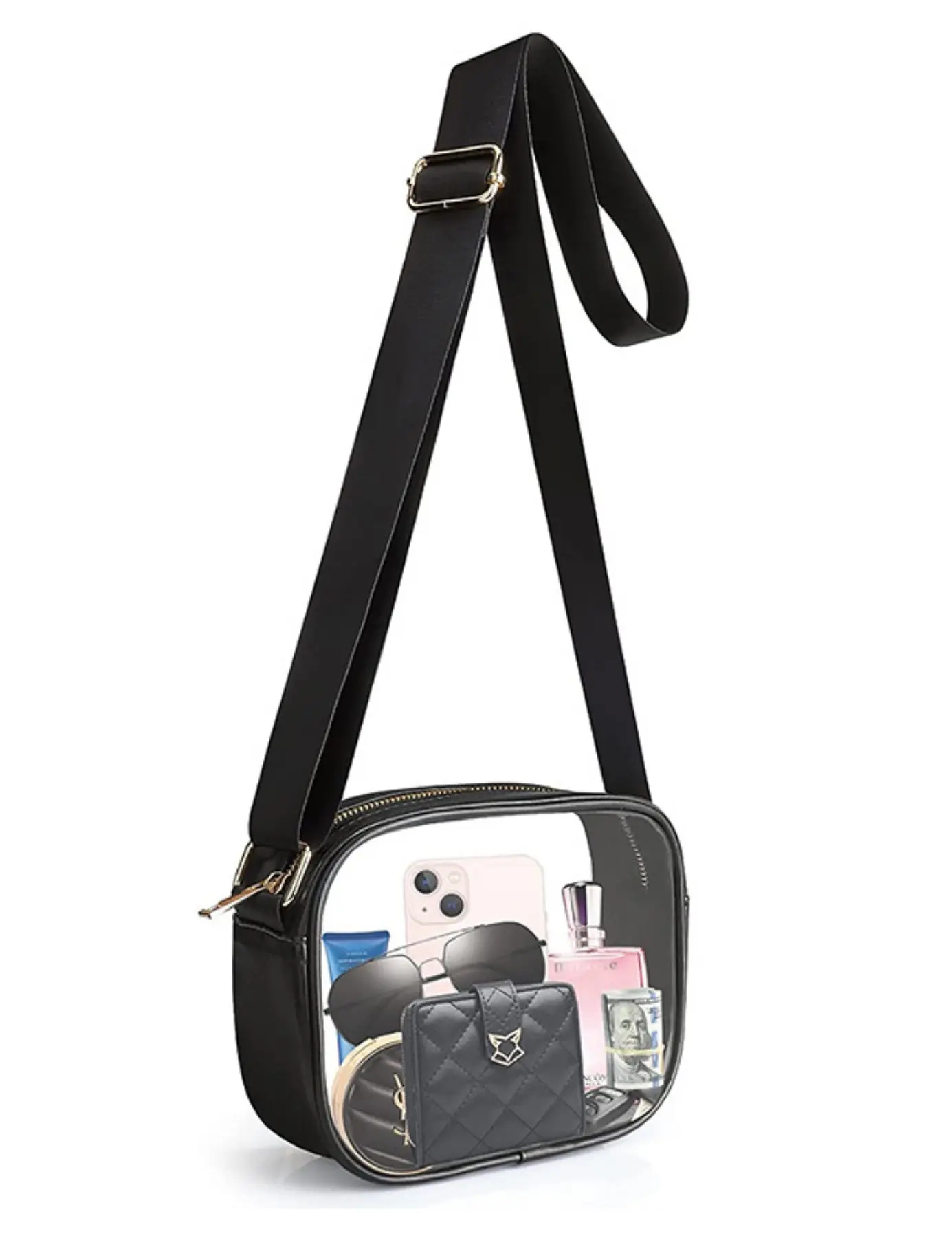 Transparent PVC Crossbody Bag, Waterproof Clear Purse for Travel, Gym, Concert & Security, Money Storage Pouch, Phone Wallet Bag, Durable Design, Casual Crossbody Bags, Casual Shoulder Bag, Crossbody Fashion Bag, Crossbody Purse Handbags