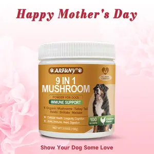 ARFUNY Turkey Tail Mushroom Immunity Powder for Pets Organic Dog Mushroom Supplement - 9 Herbal Mushrooms (Turkey Tail, Reishi, Lion's Mane) - Chicken Flavor - Hip & Joint, Immune Health Support