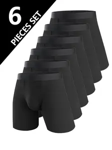 6-Pack Big & Tall Men's Long-Length Sports Boxer Briefs, Loose-Fit Breathable Multi-Functional Boxer Shorts Multipack Underwear Boxers