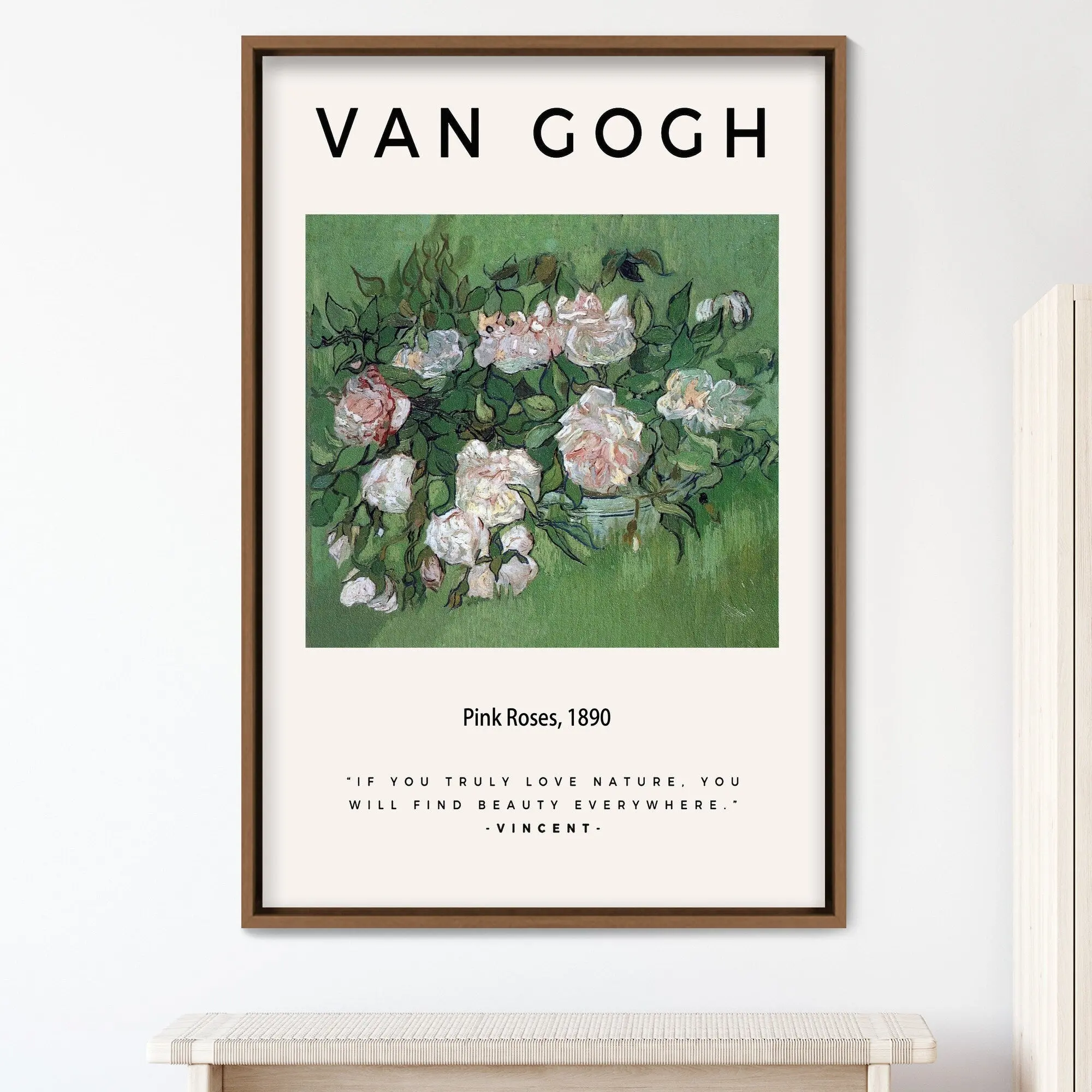 Vincent Van Gogh Pink Roses 1890 Canvas Art Print, Famous Art, Frame Large Wall Art, Green Art, Vintage Art, Minimalist Art, Gift,Wall Decor