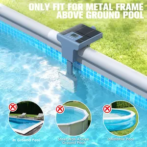 LightHacker Solar Pool Lights for Metal Frame Above Ground Pool, Upgraded Solar Lights wt/ LCD Pool Thermometer, Underwater Led lights for Pool Accessories,Waterproof  Swimming Pool Lighting with 10 Light Modes, 1PC