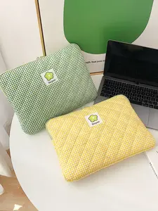 Korean Style Plaid Pattern Tablet Sleeve Pouch For 10.2 10.9 11 Inch & Laptop Case For 13 14 15 Inch Laptop Casing