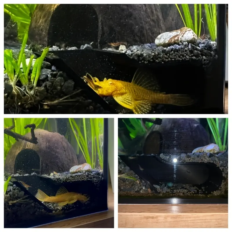 Fish Tank Corner Cave Hideaway & Observation Window, Aquarium Decorative Hiding Spot, Fish Shrimp Habitat Enhancement