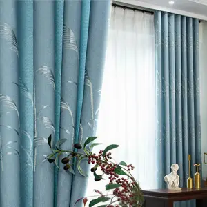 1pc Punch Hole Design Nordic Embroidered Thick Light Blocking Insulation Thermal Insulated Home Decoration Curtain, Soft Skin-Friendly Texture, Modern Elegance for Bedroom/living Room