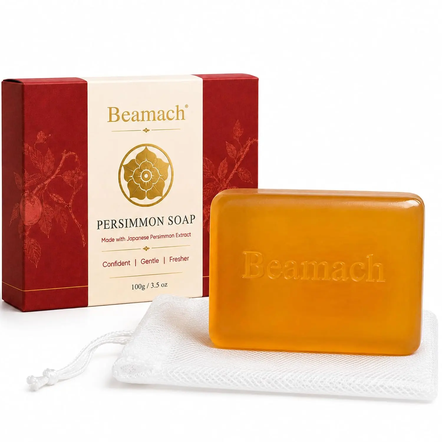 Persimmon Soap for Old People Smell - Japanese Persimmon & Green Tea Extract - Natural Deodorant Soap for Men & Women, Gentle on All Skin Types