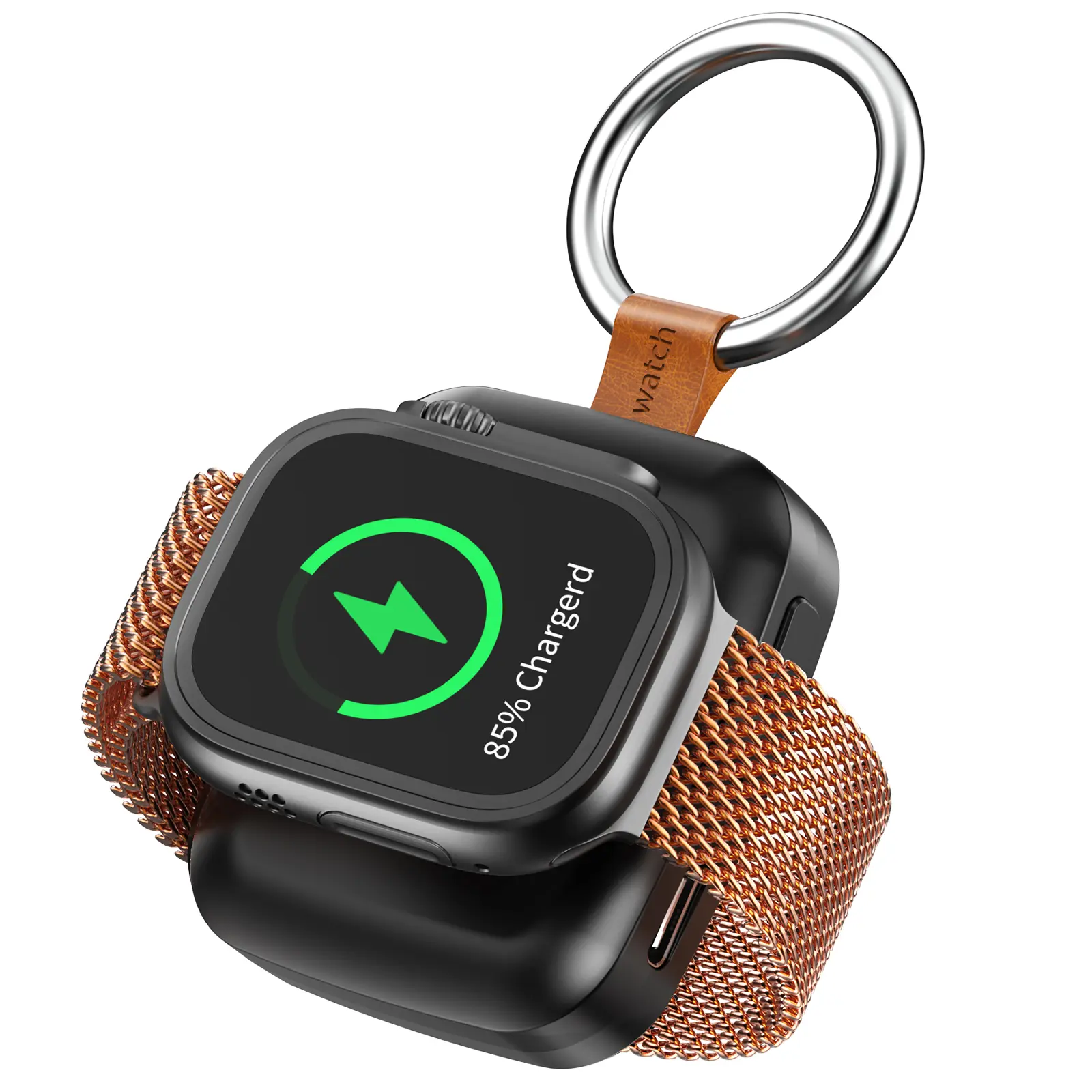 MagSafe-Style Compact Portable Smartwatch Charger, Fast-Charging Accessory with Reliable Protection, Includes Keyring for Wearable Electronic Gadgets, Wearable Accessories