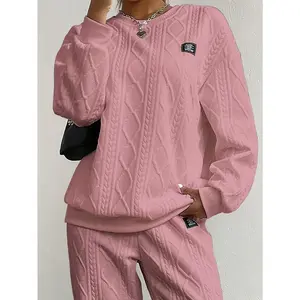 Directional Zd 091826   Women's Letter Patch round-Neck Sweater and Sports Pants Two-Piece Set