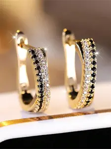 Elegant Copper Zircon Earrings for Women, Party Jewelry Gift Set, All-Season Fashion Chic Accessories, No Choking Hazard