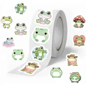 Frog Rolls Small Stickers 500 count Cute Circle Teacher Supplies Stickers for Classroom 10 Designs Motivational Stickers (Frog)