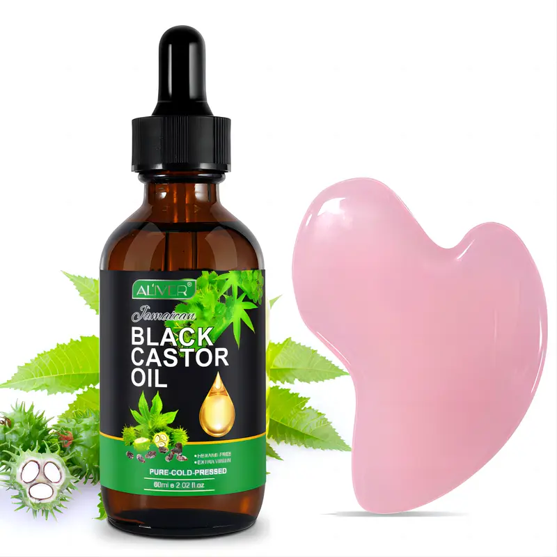 【Body & Massage Oil】Aliver Pure Jamaican Black Castor Liquid - 60ml Single Item, Alcohol Free, Body Oil Moisture, Liver Care for Adults, Compatible with Gua Sha or Castor Oil Pack Set