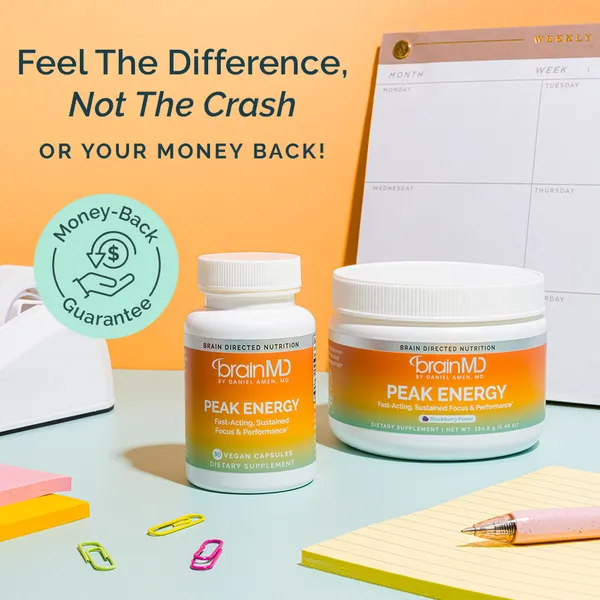 BrainMD - Peak Energy Capsules - Fast-Acting, Sustained Focus and Performance - 30 capsule